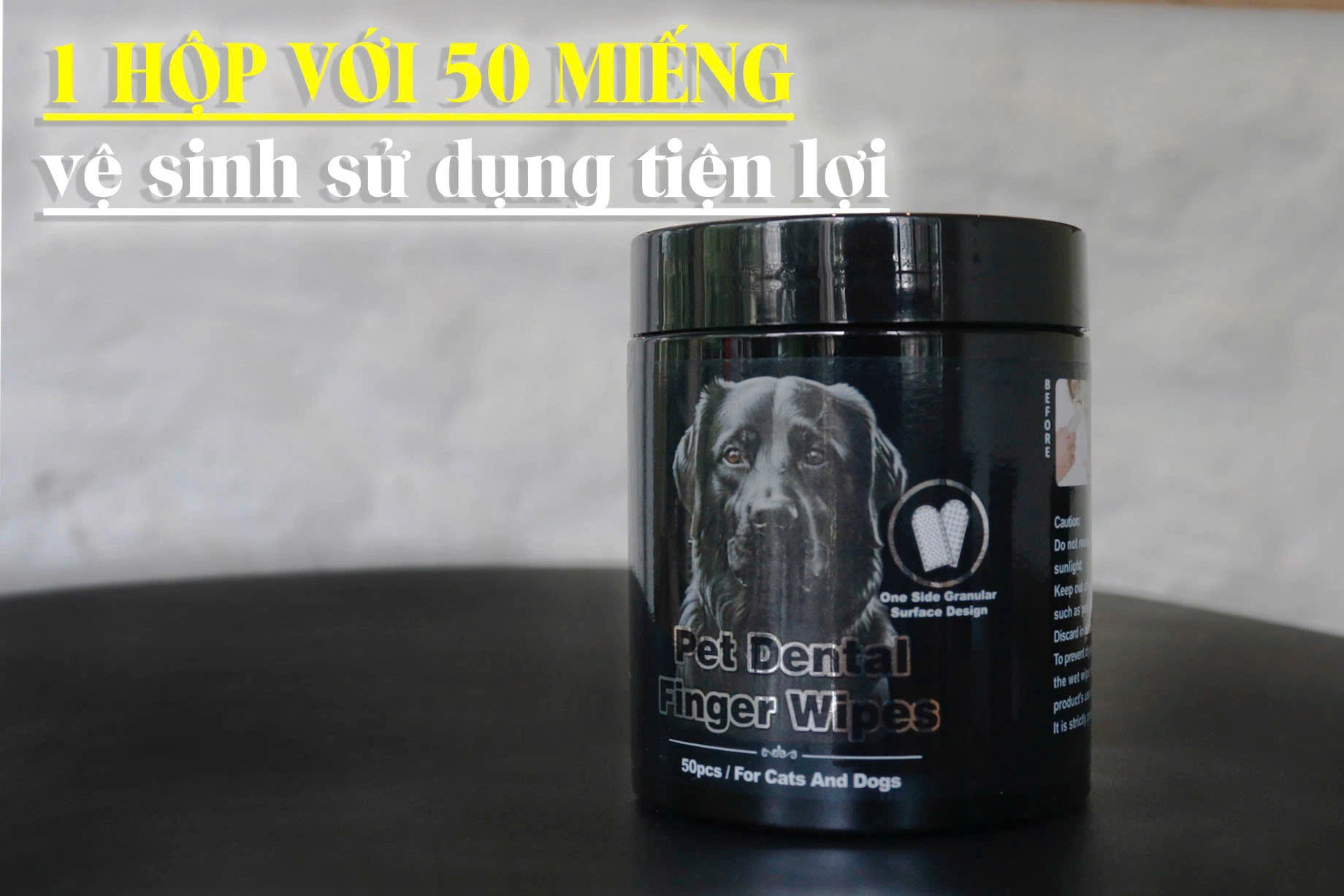 Khăn ướt xỏ ngón làm sạch răng SHAMMOO hộp 50 miếng giúp thú cưng có hơi thở thơm mát